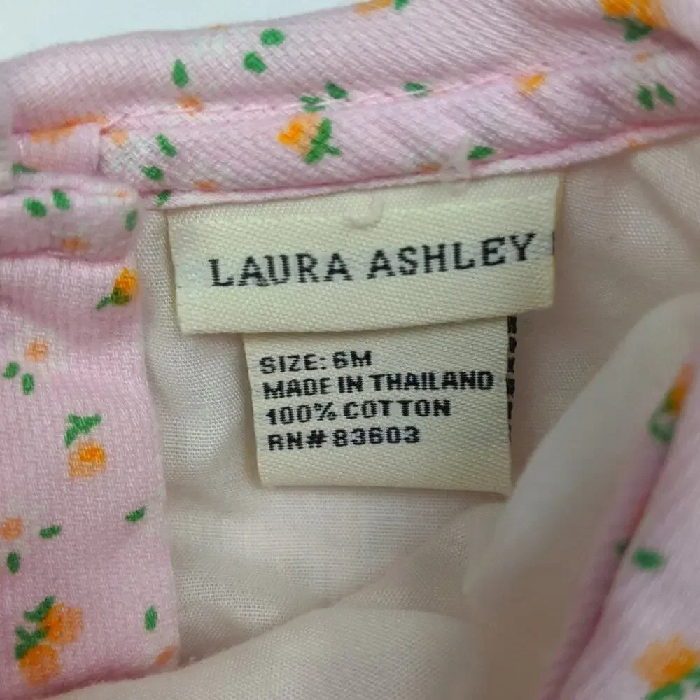 Laura Ashley Dress Baby Girls Size 6m Pink Floral Sundress Scalloped Collar